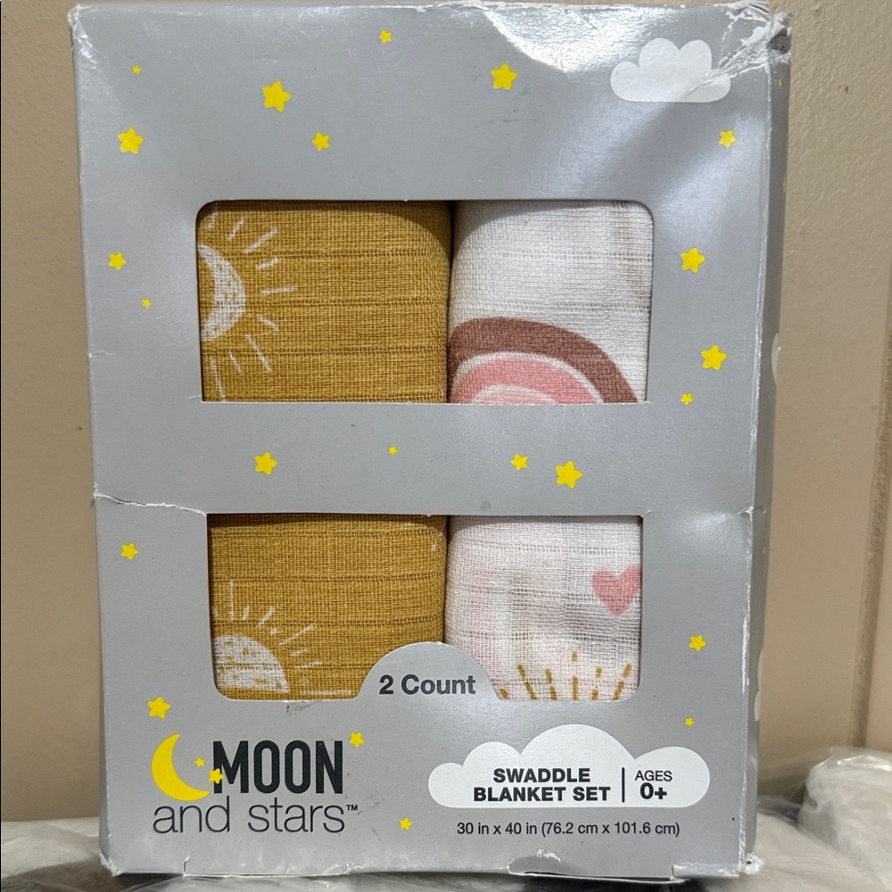 Kids Swaddle Blanket Set - Mustard & Cream